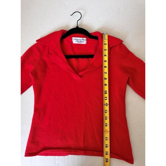 Vintage Italian 100% Cashmere Red Polo Sweater Nancy Von Riesen Women’s Medium - Picture 4 of 9